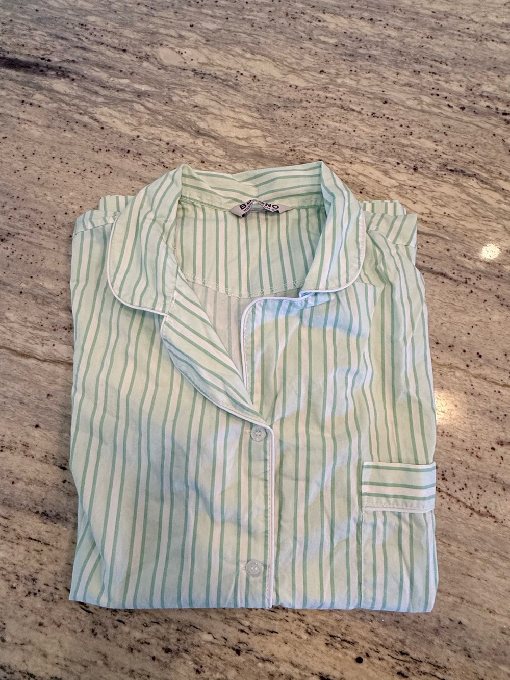 Baleno 100%cotton Striped Mint & White Button Pajama Top